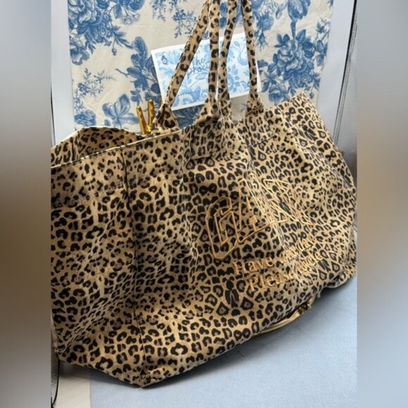 🆕 GANNI 🧿 NWOT Oversized XXL Canvas Tote Bag, Leopard Print - Picture 4 of 15
